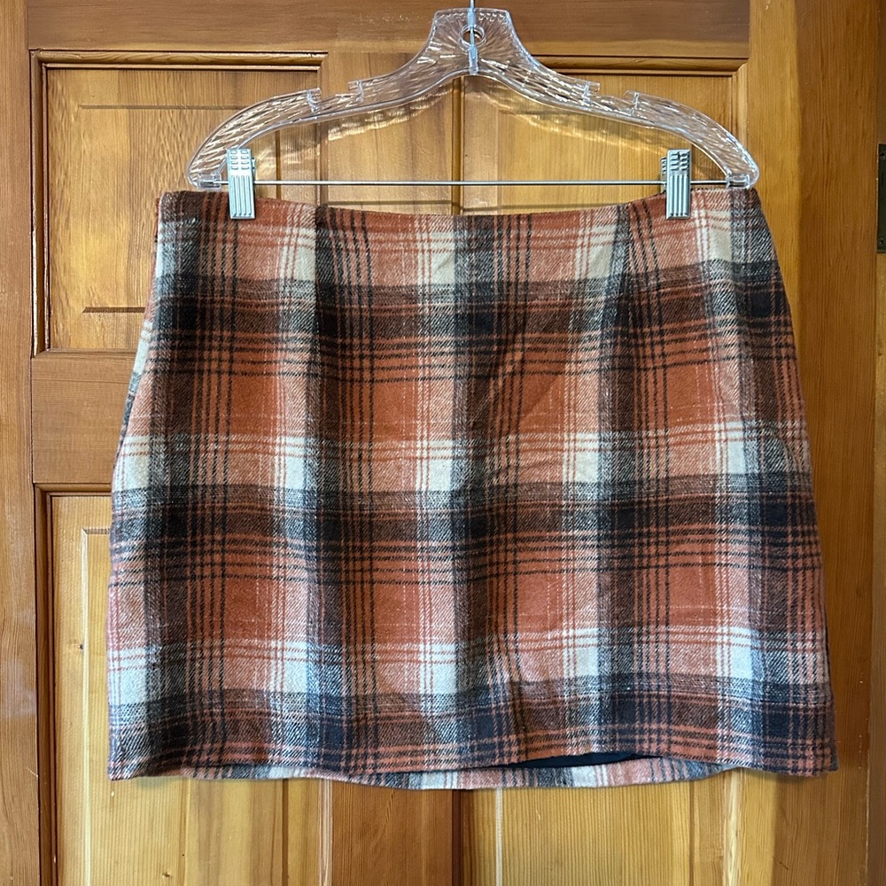 Plaid Orange and Brown Skirt